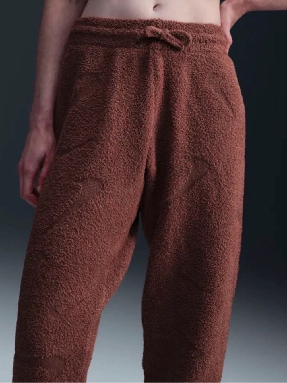 Nike Phoenix Cozy Knit Boucle Pants Brown Oversized Joggers FZ1703-218 Womens XL